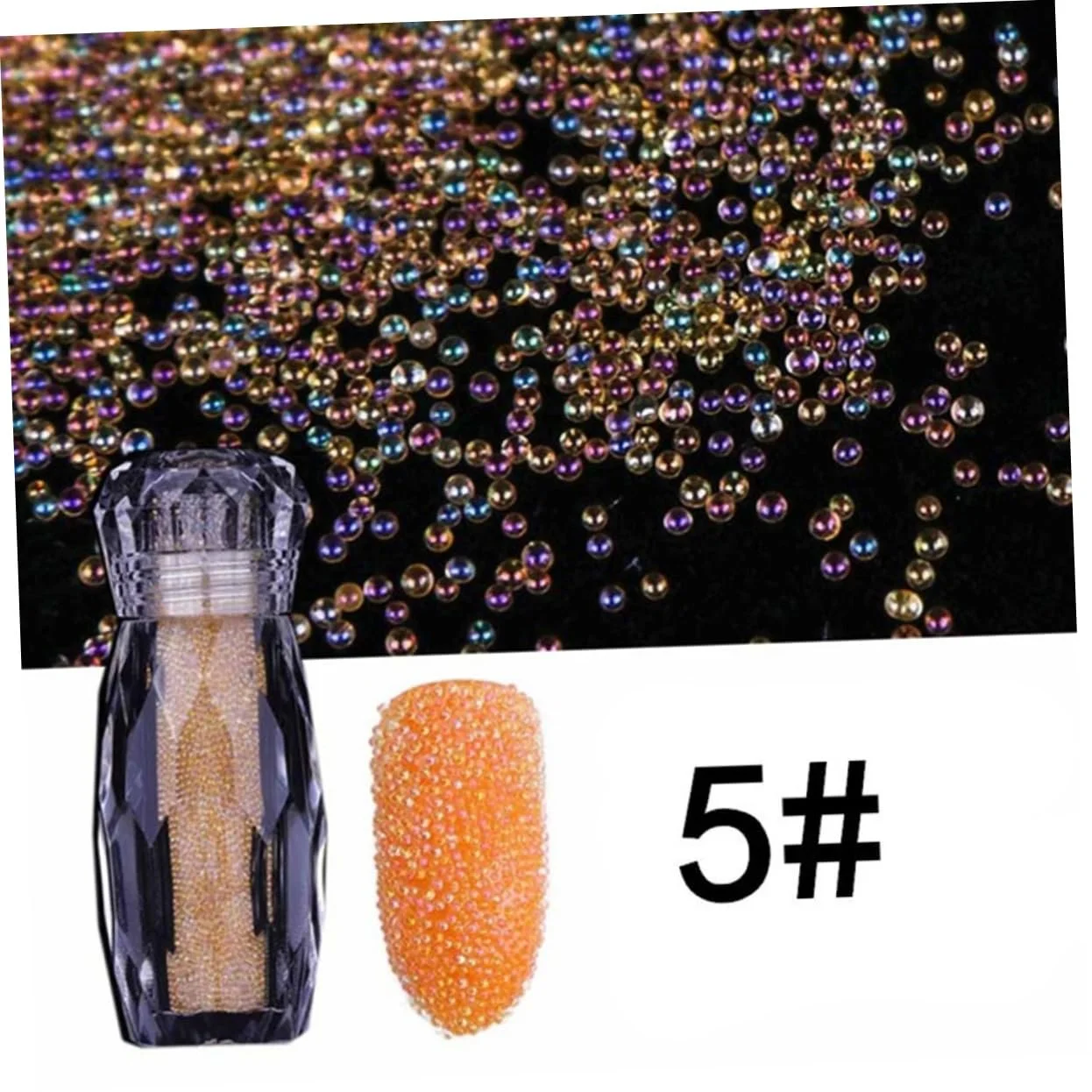 Наклейки для ногтей Жемчуг Стекло Миниатюрное украшение Радужный блеск 3D Разноцветный икорный хрусталь, 10 шт, фото №4