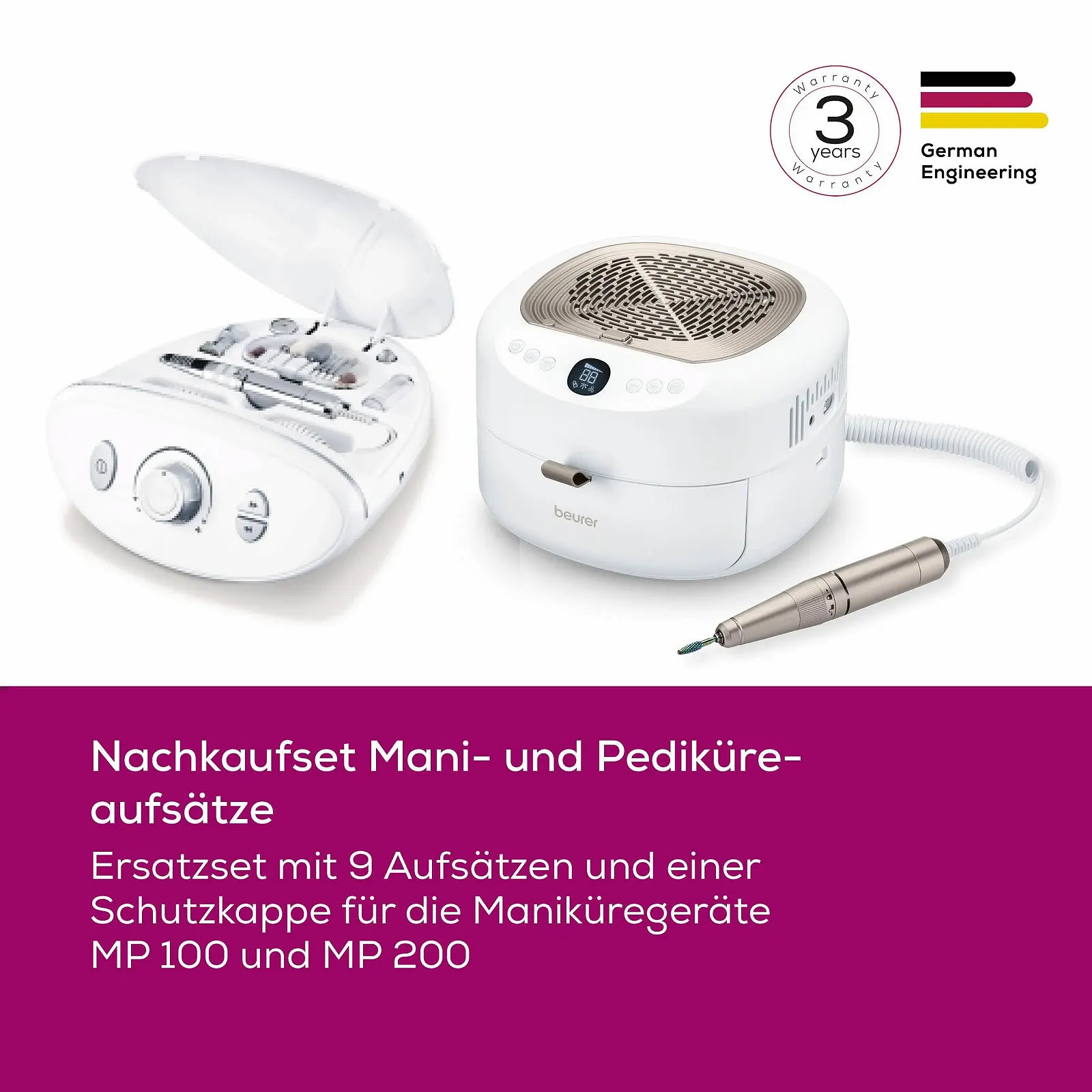 Набір для Заміни Beurer MP 100/ MP 200, 30 Одноразових Наждачних Насадок із Захисним Ковпачком для Збору Пилу, фото №2