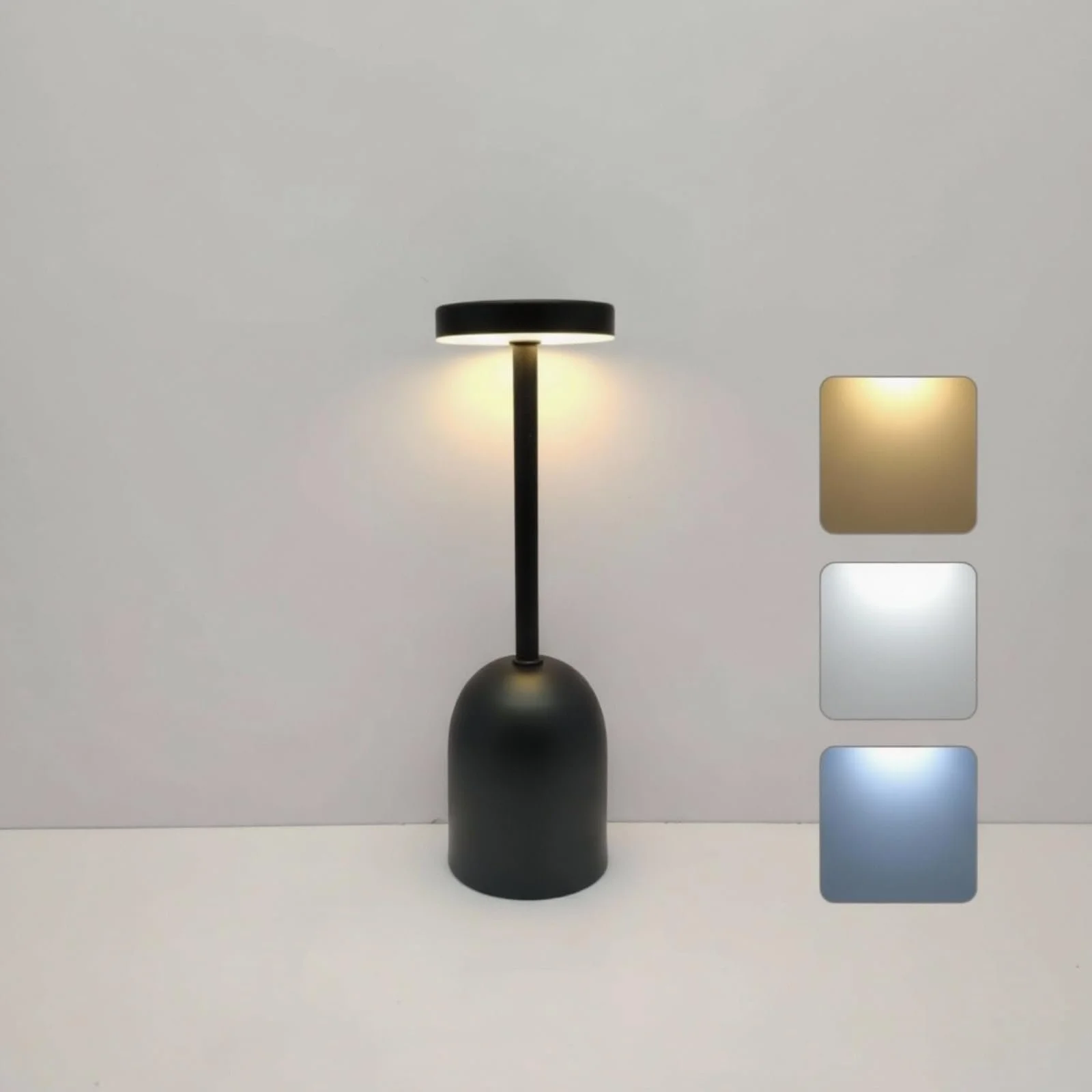 Настільна лампа LED Бездротова USB-C Акумуляторна 5200 мАг Сенсорна Металева 3 кольори світла, фото №1