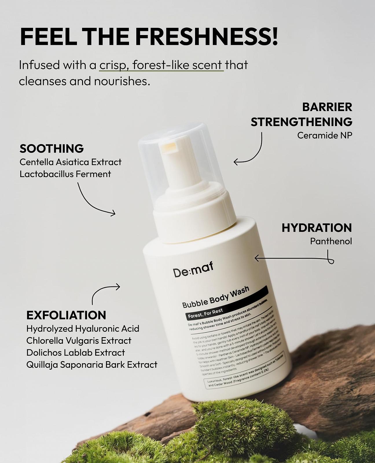 Гель для душу De:maf Forest For Rest Ніжний з бульбашками для всіх типів шкіри, фото №3