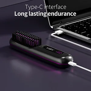Портативна щітка-випрямляч Go Brush Pro акумуляторна Чорна synthetic.ua - Фото 1