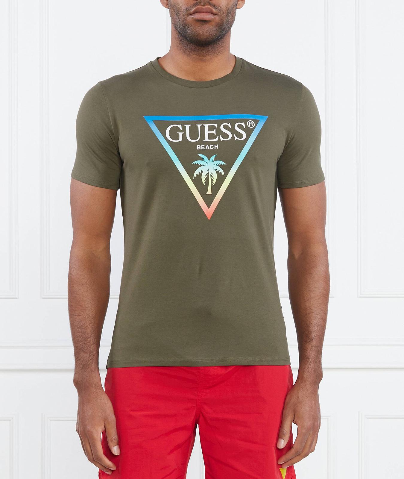 Мужская футболка Guess - Basic Logo Triangle Tee (SS CN BASIC LOGO TRIANGLE) Оливковый - M, фото №1 Мужская футболка Guess - Basic Logo Triangle Tee (SS CN BASIC LOGO TRIANGLE) Оливковый - M, фото №1