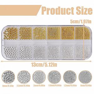 Мікробісер для нігтів, Мініатюрні ікринки-стрази, Золотий, Срібний synthetic.ua - Фото 1