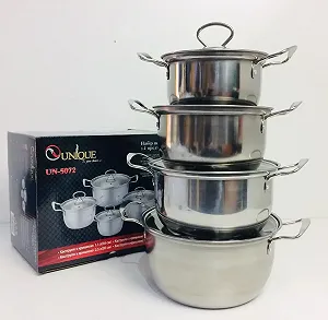 Набір кастриль з нержавіючої сталі UNIQUE UN-5072 8пр (16,18,20,22 см) - Фото 1