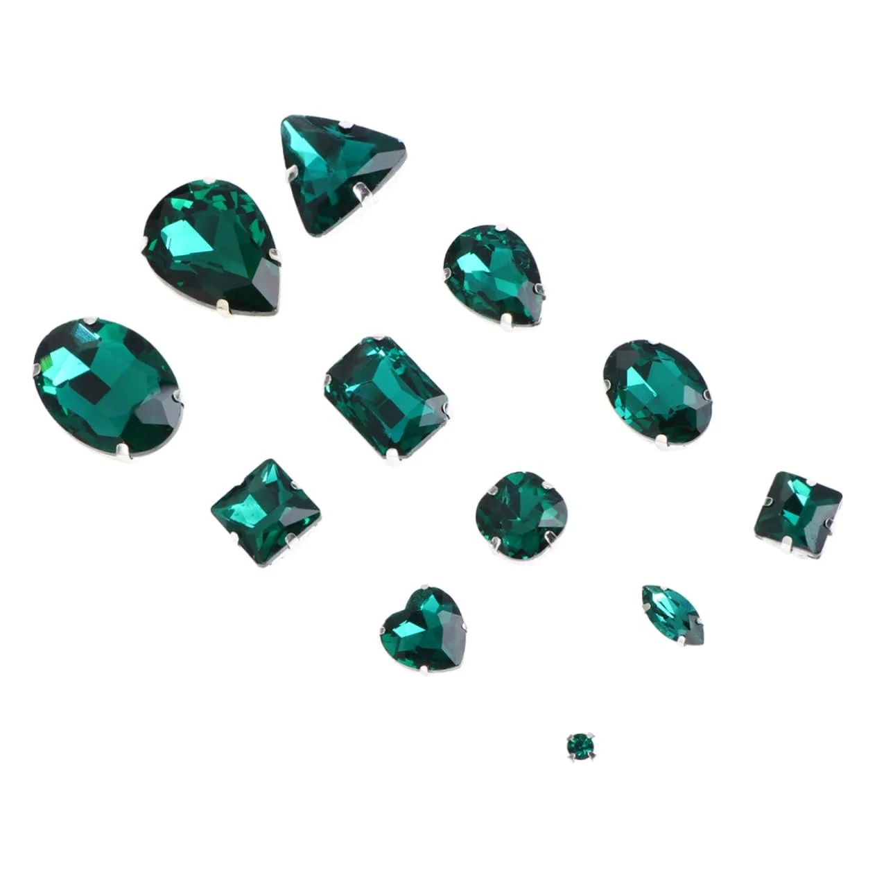 Стрази для пришивання SEWACC Краплеподібної форми з срібною металевою основою, 150 шт, темно-зелений, фото №7