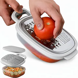 Терка кухонная с контейнером и крышкой Kitchen Professional Rasp с 3 разными лезвиями и пищевым контейнером - Фото 1