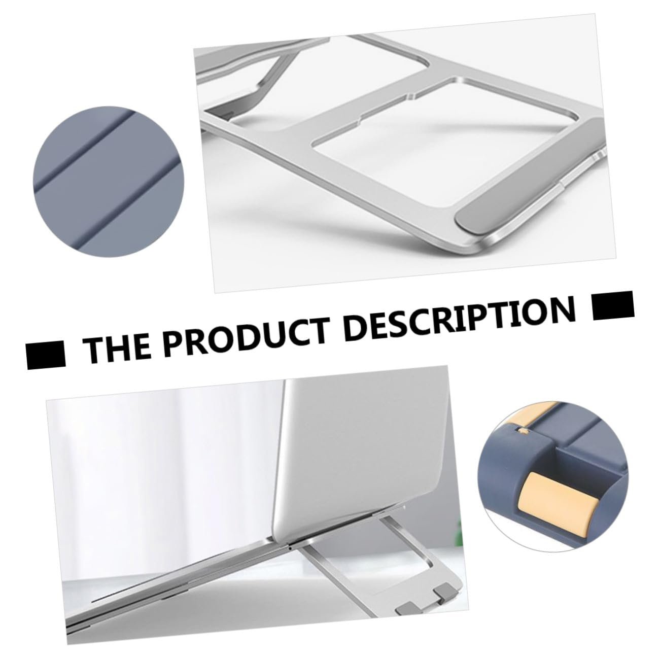 Підставка для ноутбука Алюмінієва складана ергономічна з нековзною силіконовою накладкою Компактна та легка, фото №9