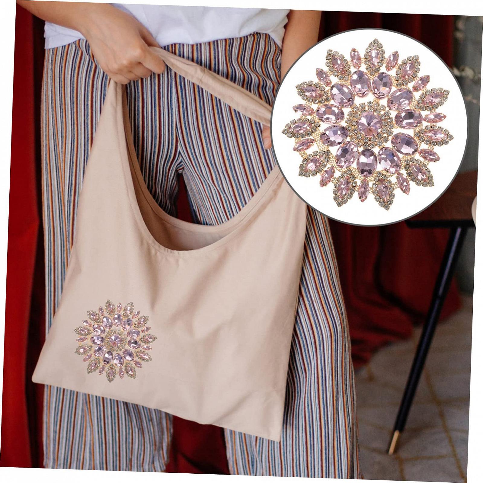 Нашивка со стразами Operitacx 2 шт., Разноцветные цветочные аппликации для украшения пиджаков, сумок и свадебных платьев с золотой основой, фото №5