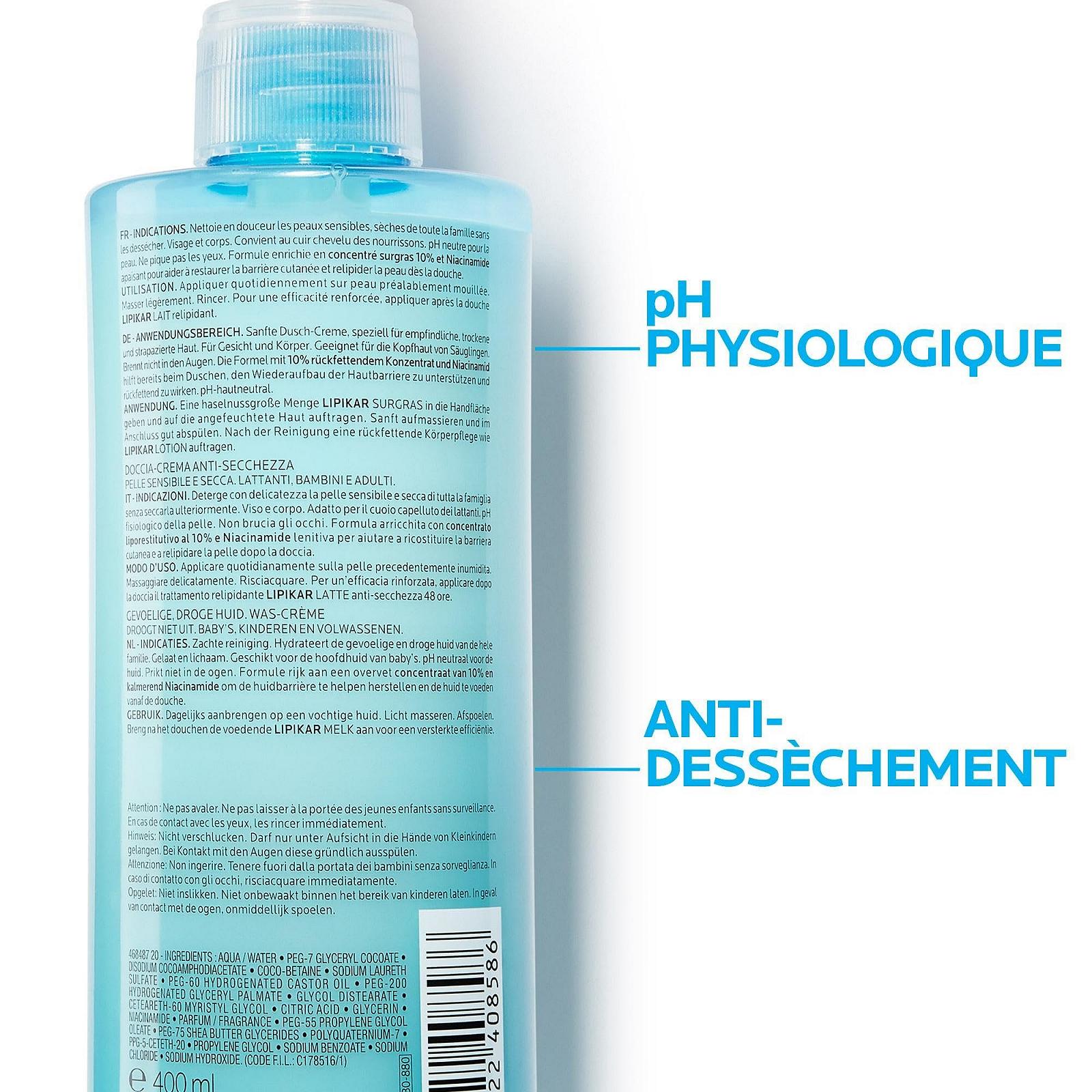 Гель для душа Lipikar Surgras 750 мл, фото №3 Гель для душа Lipikar Surgras 750 мл, фото №3