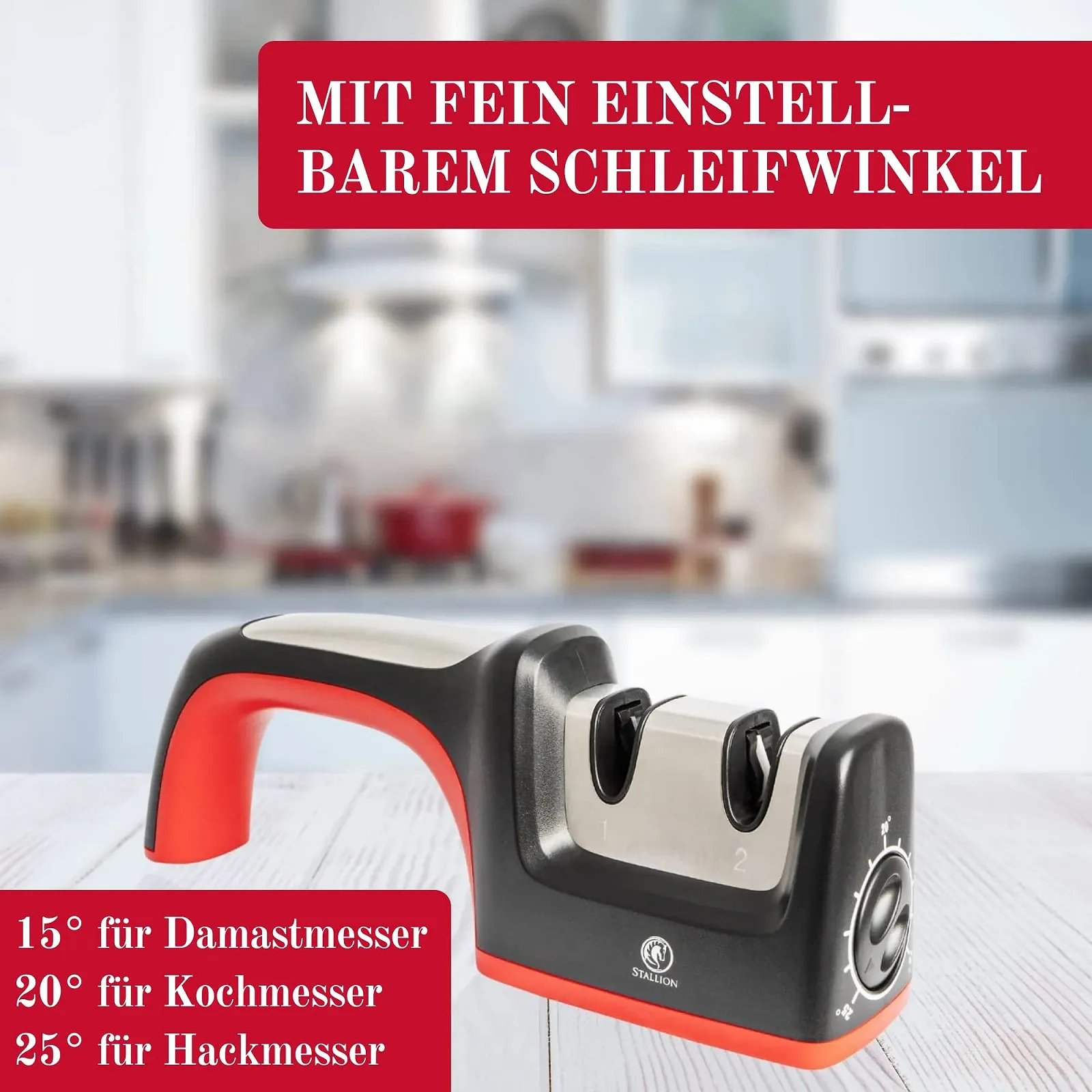 Точило для ножів STALLION Професійна Регульований кут заточування 15-25° Вуглецева сталь та кераміка, фото №2