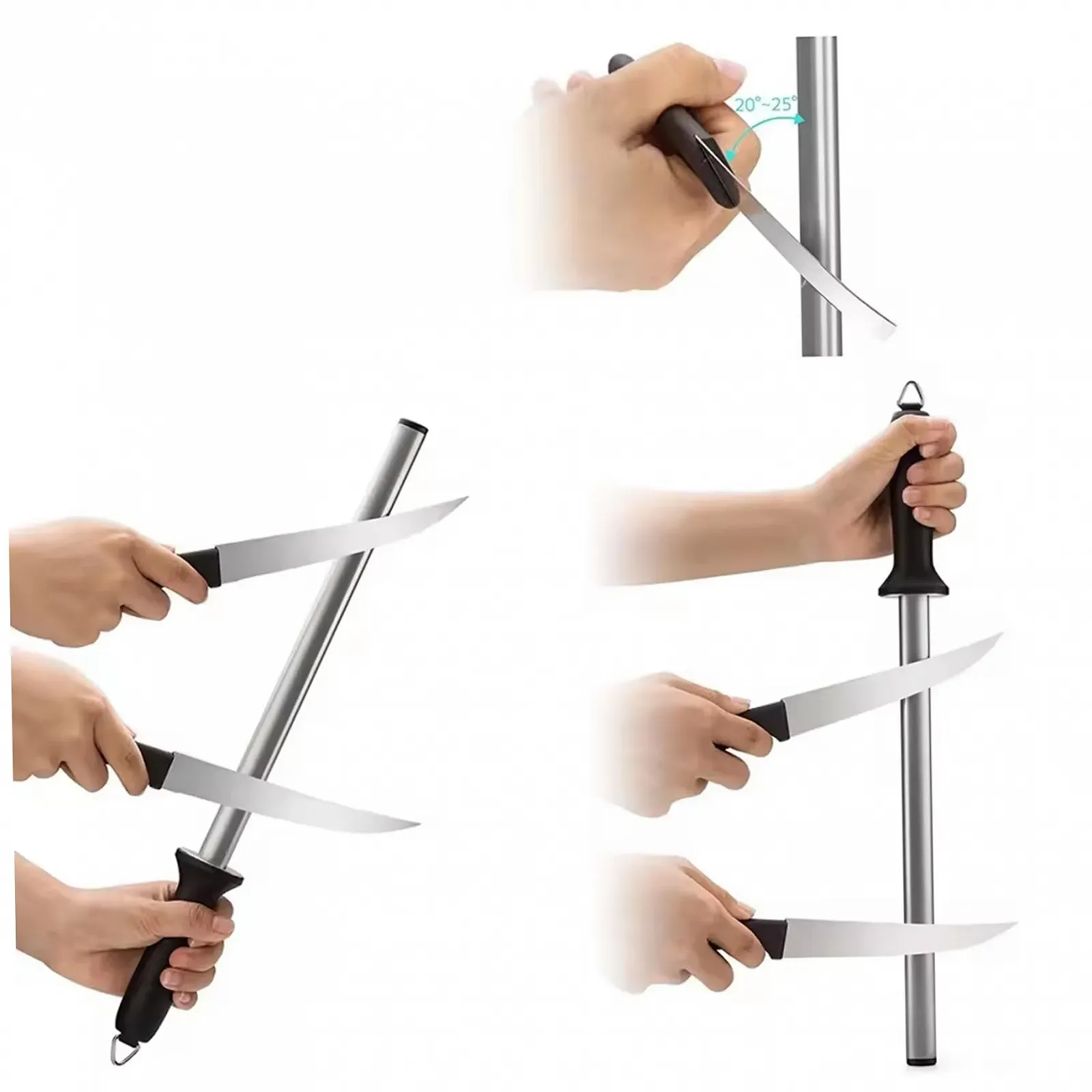 Мусат для ножів 10 дюймів (25,4 см) алмазний з нековзною ручкою для кухні та полювання, фото №7