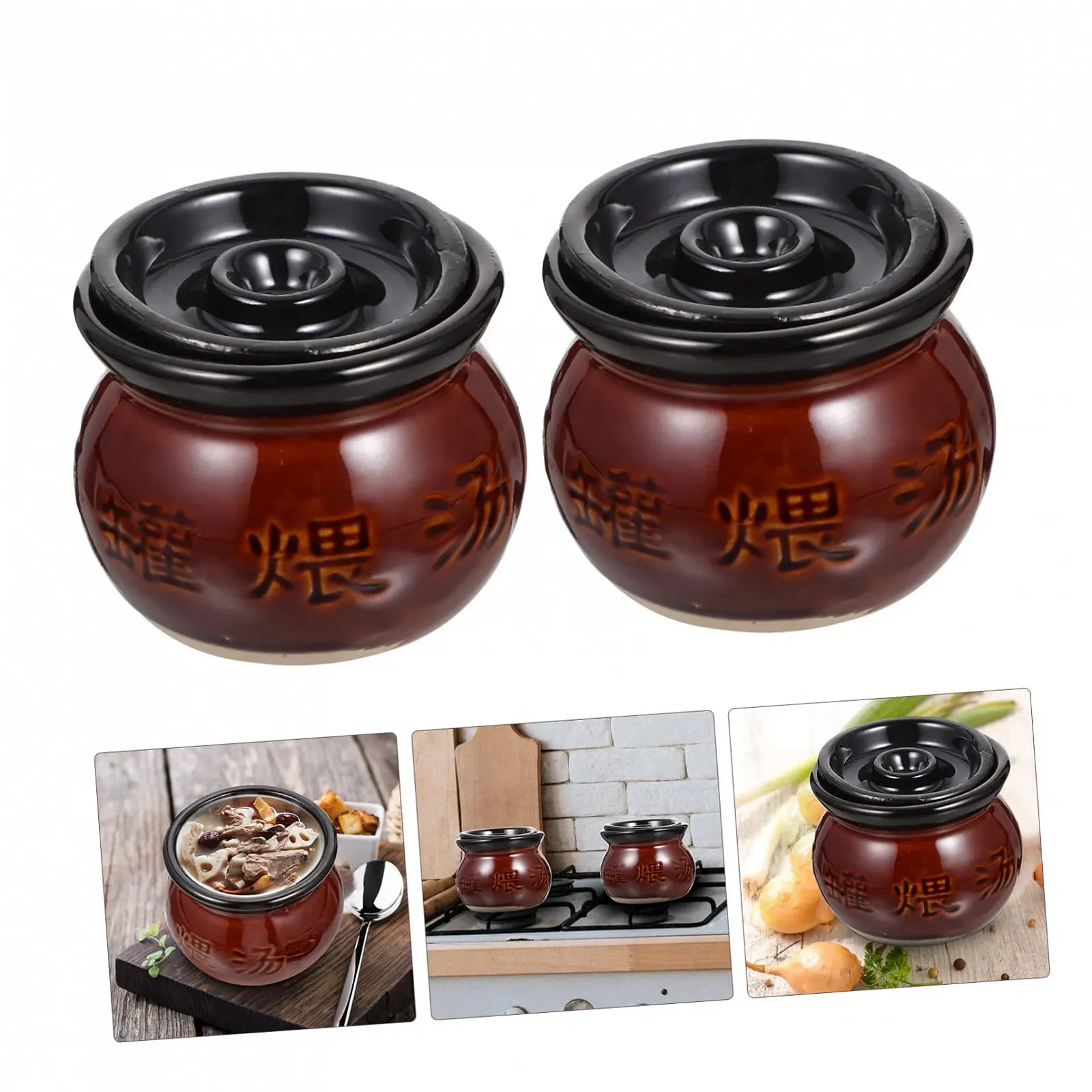 Набір горщиків керамічних 2 шт. термостійкі з ручками, фото №6