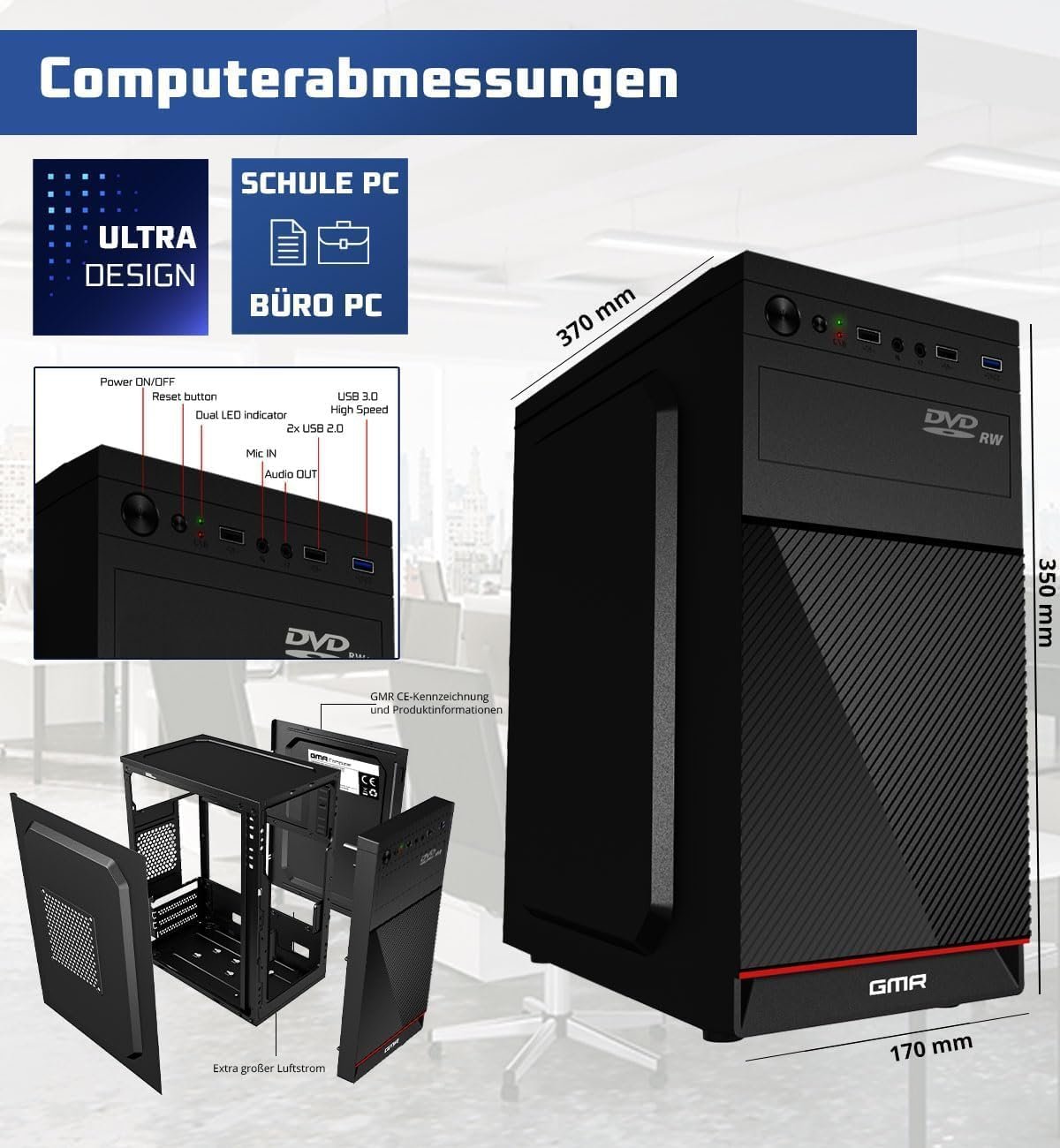 Комп'ютер GMR Ultra 72505 / Intel Core i7-4790 / RAM 32GB / SSD 1TB / HDMI / LAN / Wi-Fi 6 / Bluetooth 5.0 / Windows 11 Pro / Black, фото №2