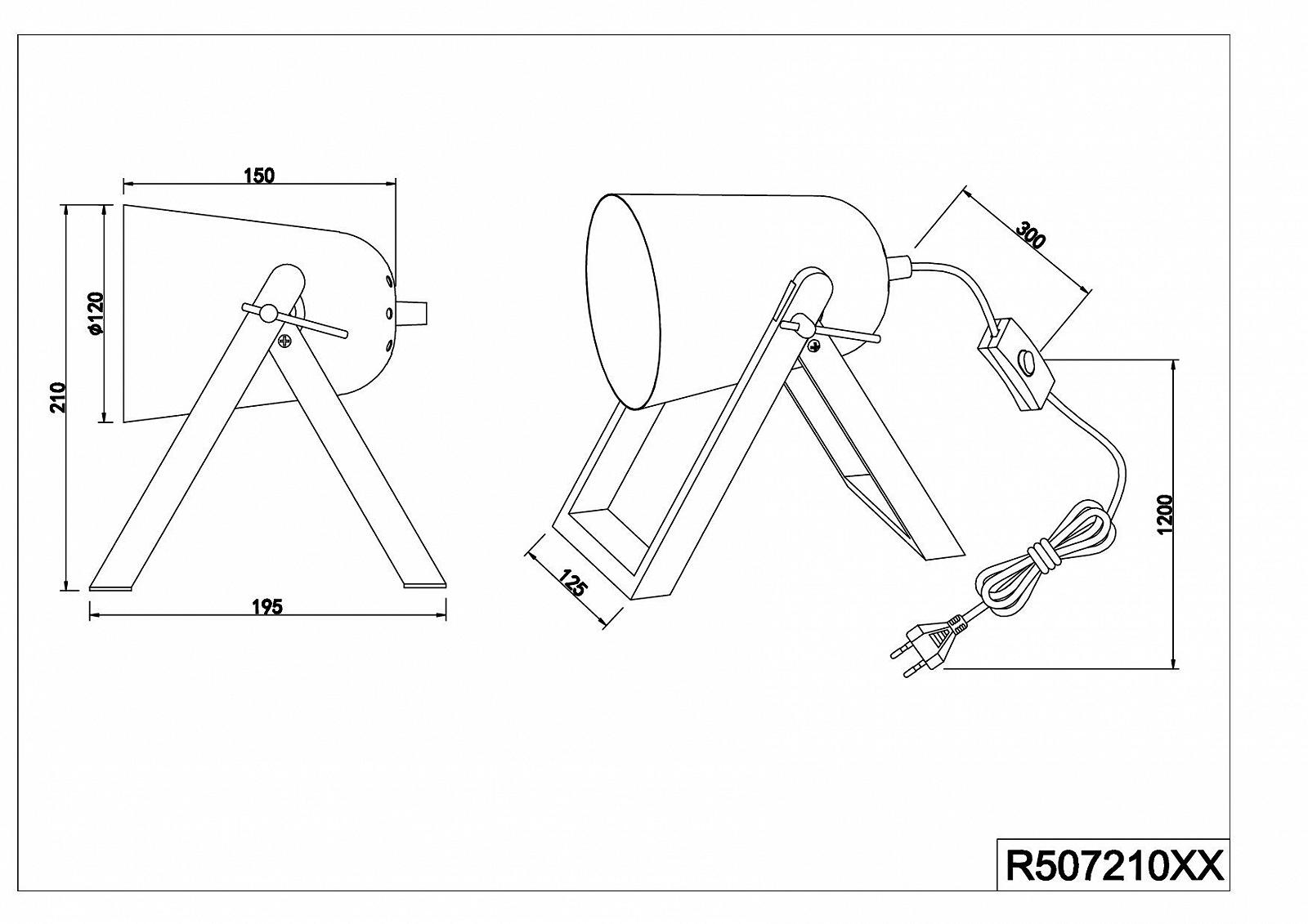 Настільна лампа Reality Leuchten Marc Дерево / Метал E27 25 Вт Сіра 12,5 x 19,5 x 21 см, фото №3