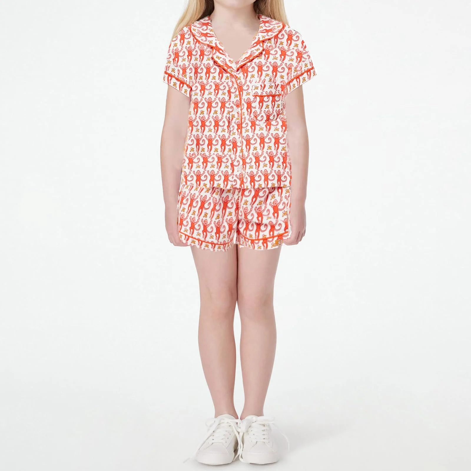 Комплект для сна SANSIWU Y2K Обезьянка, футболка с короткими рукавами и шорты, уютная праздничная домашняя одежда, фото №2 Комплект для сна SANSIWU Y2K Обезьянка, футболка с короткими рукавами и шорты, уютная праздничная домашняя одежда, фото №2