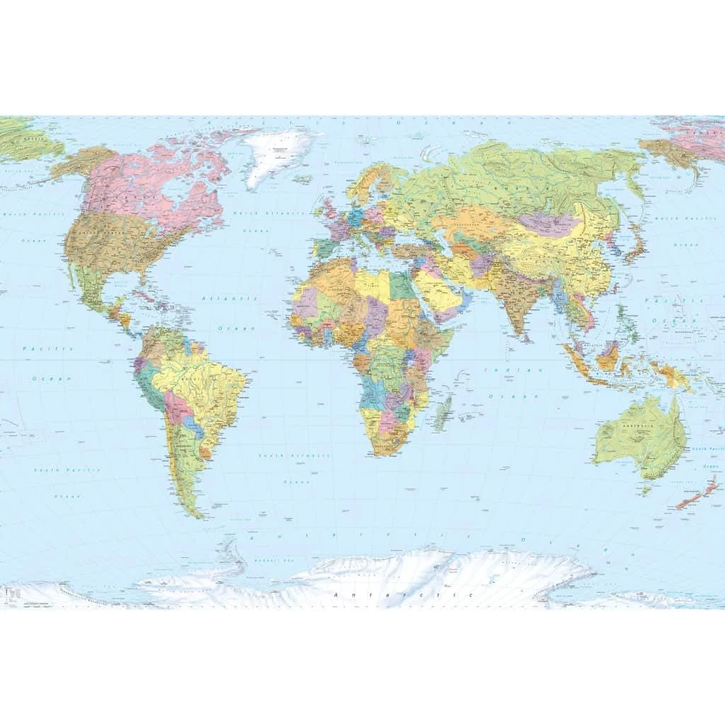 Фотообои Komar XXL4-038 "World Map" 368 x 248 см Мультиколор (4 шт.), фото №1 Фотообои Komar XXL4-038 "World Map" 368 x 248 см Мультиколор (4 шт.), фото №1
