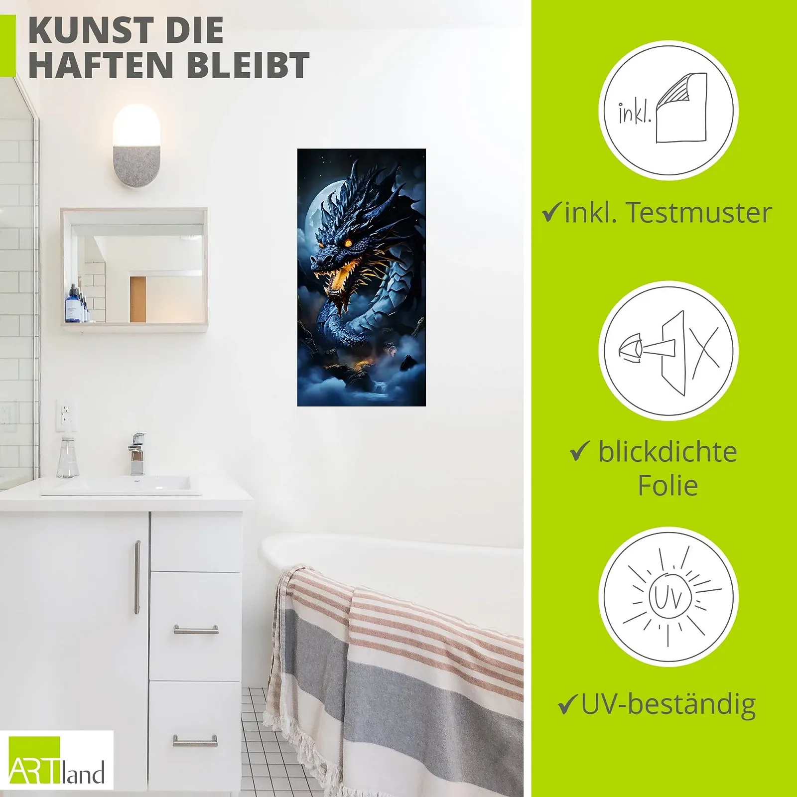 Наклейка на стіну ARTland Modern Fantasy Dragon U5PP 30 x 60 см, фото №2 Наклейка на стіну ARTland Modern Fantasy Dragon U5PP 30 x 60 см, фото №2