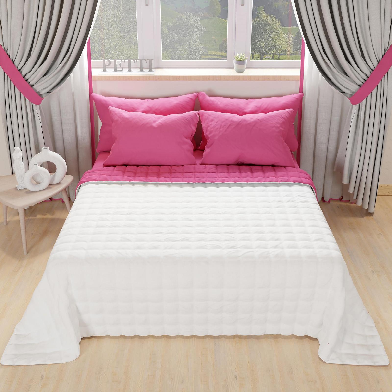 Покривало PETTI Artigiani Italiani Односпальна Легка Двостороння стьобана Покривало Літня Покривало Фуксія Білий, фото №4 Покривало PETTI Artigiani Italiani Односпальна Легка Двостороння стьобана Покривало Літня Покривало Фуксія Білий, фото №4