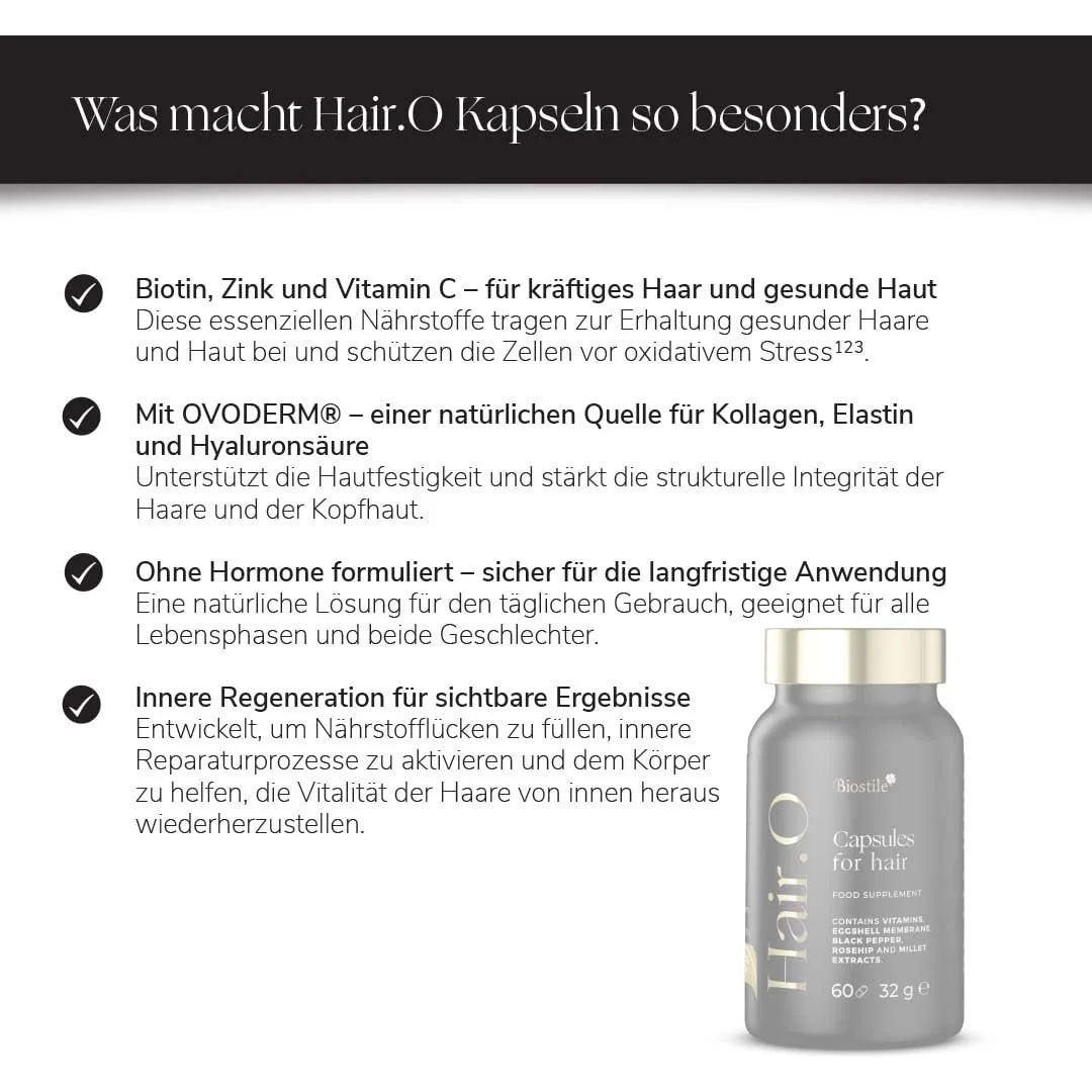 Капсули Biostile Hair.O - проти випадіння волосся та для здорового росту волосся (60 капсул), фото №6