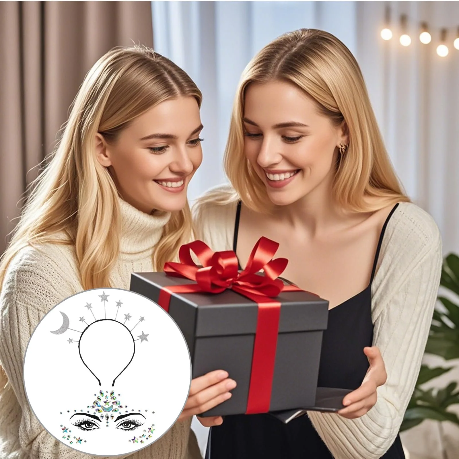 Обруч для волосся зі зірками та місяцем, сріблястий, фото №9