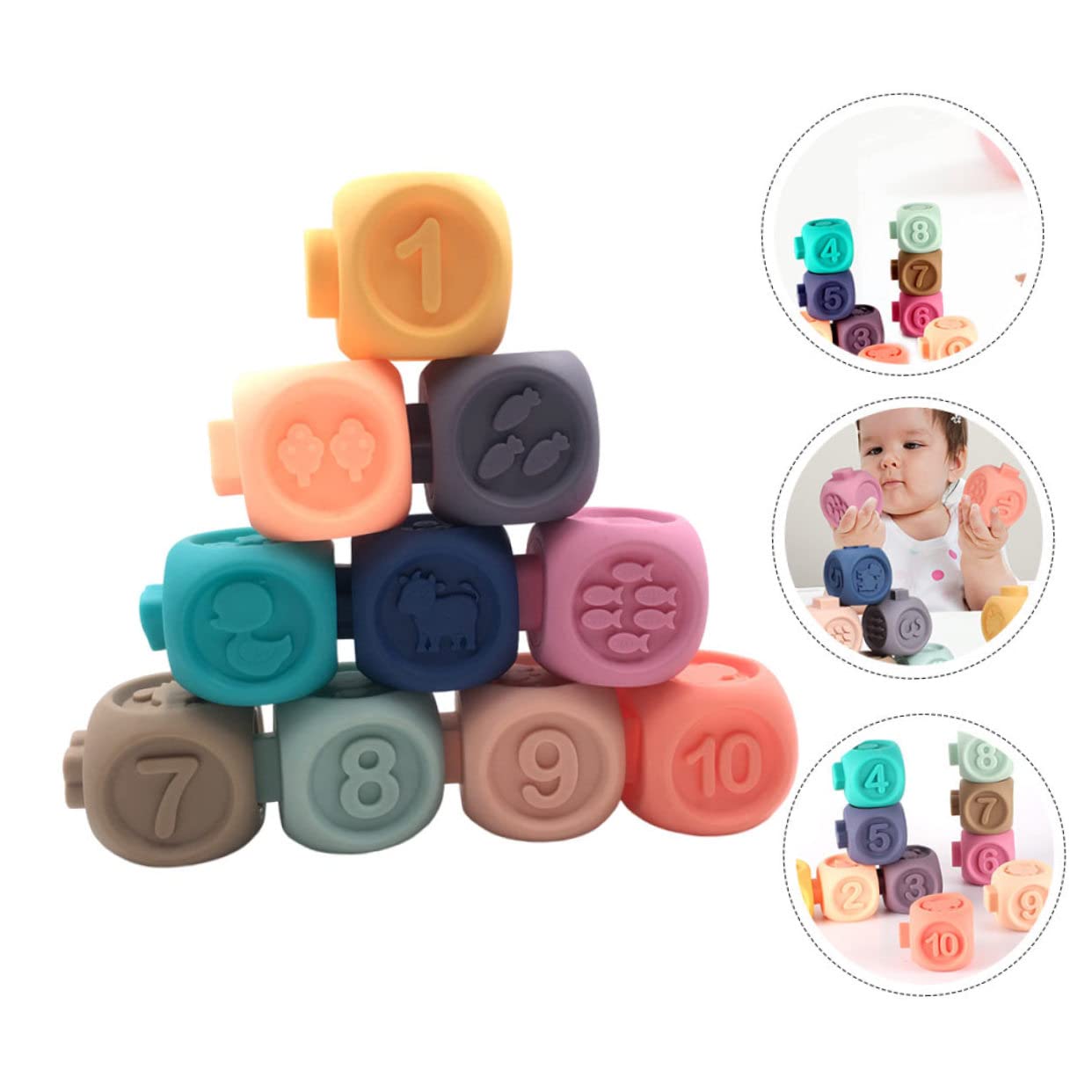 Игрушка PHENOFICE 1 Set Digital Building Blocks Chew Toy для детей Soft Rubber, фото №8