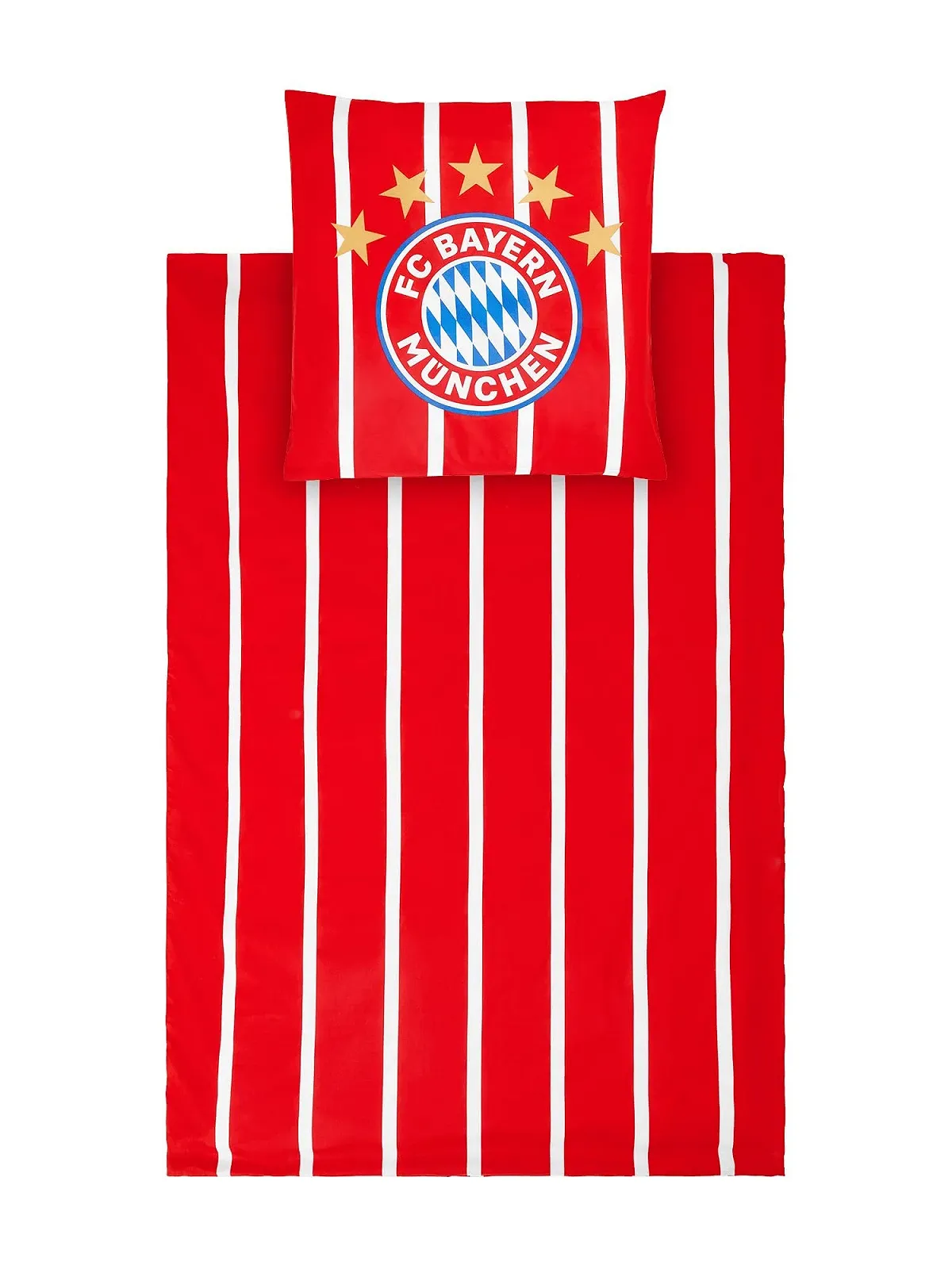 Комплект постільної білизни FC Bayern Munich підковдра та наволочка червоно-білі смуги 135 x 200 см, фото №2