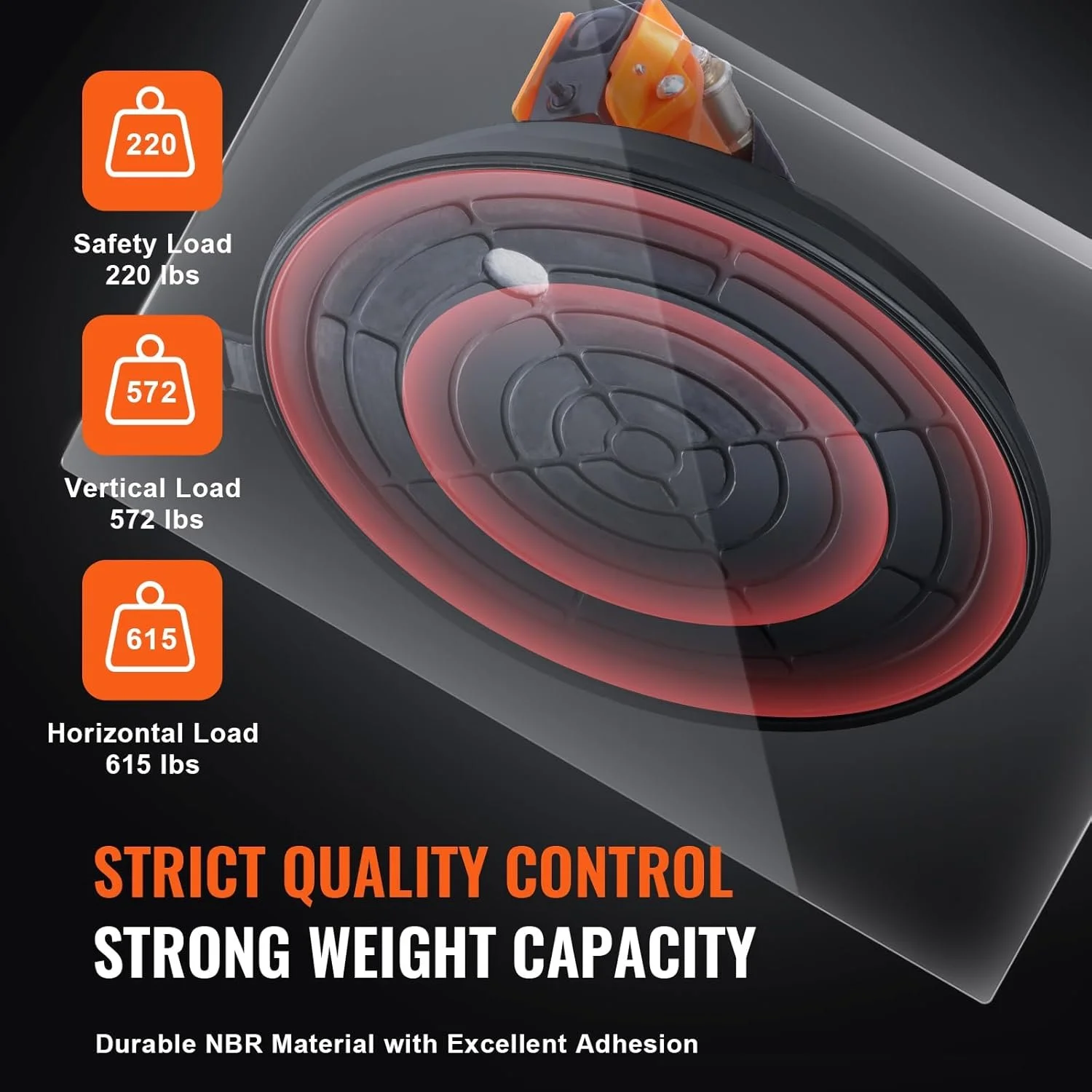 Комплект з 2 присосок для скла VEVOR GPS-2 / 203 мм діаметр / до 100 кг / Оранжевий, фото №5 Комплект з 2 присосок для скла VEVOR GPS-2 / 203 мм діаметр / до 100 кг / Оранжевий, фото №5
