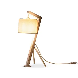 Настільна лампа Paco Home ретро E27 дерев'яна з тканинним абажуром сірий/білий synthetic.ua - Фото 1