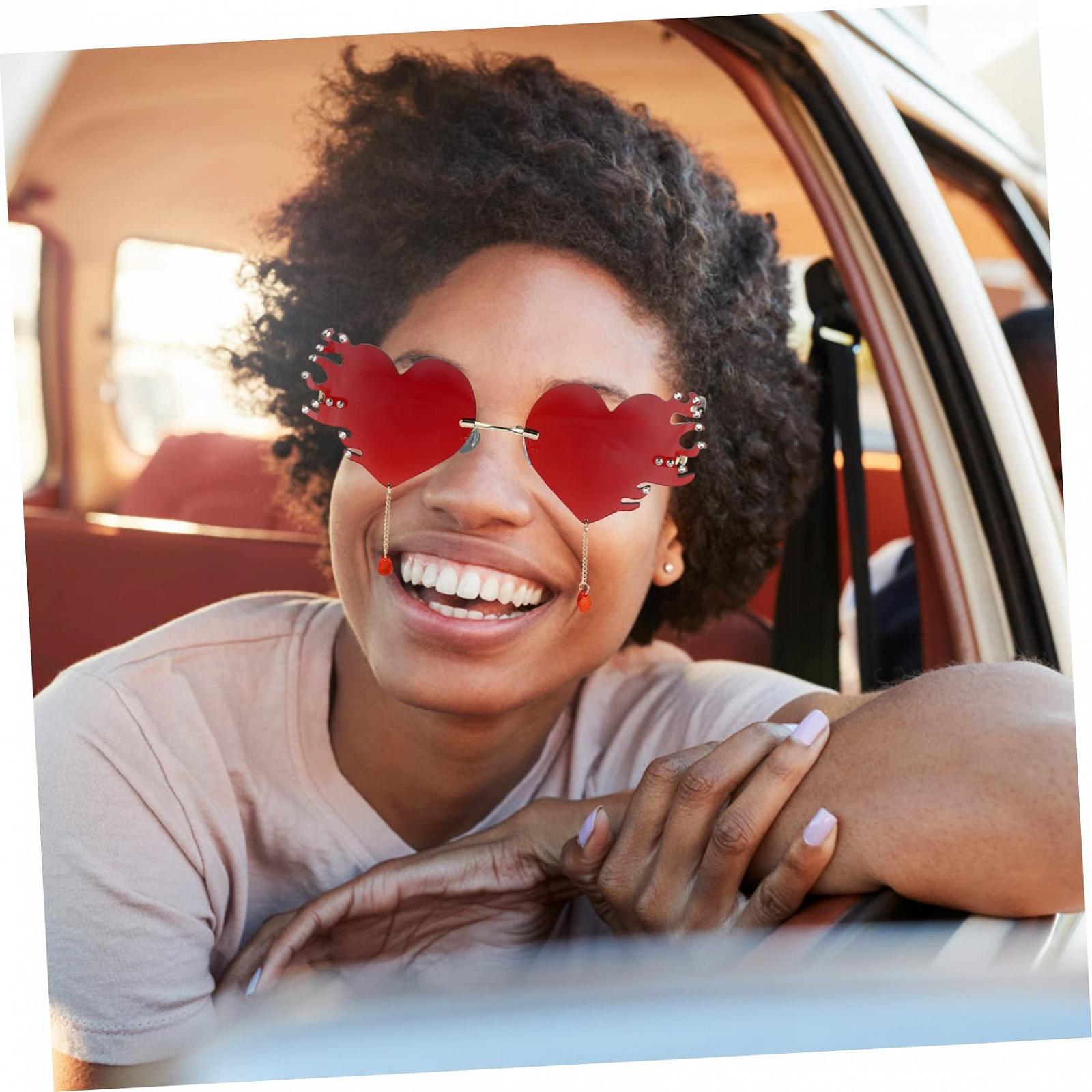 Солнцезащитные очки Сердце Без оправы Модные декоративные, фото №7