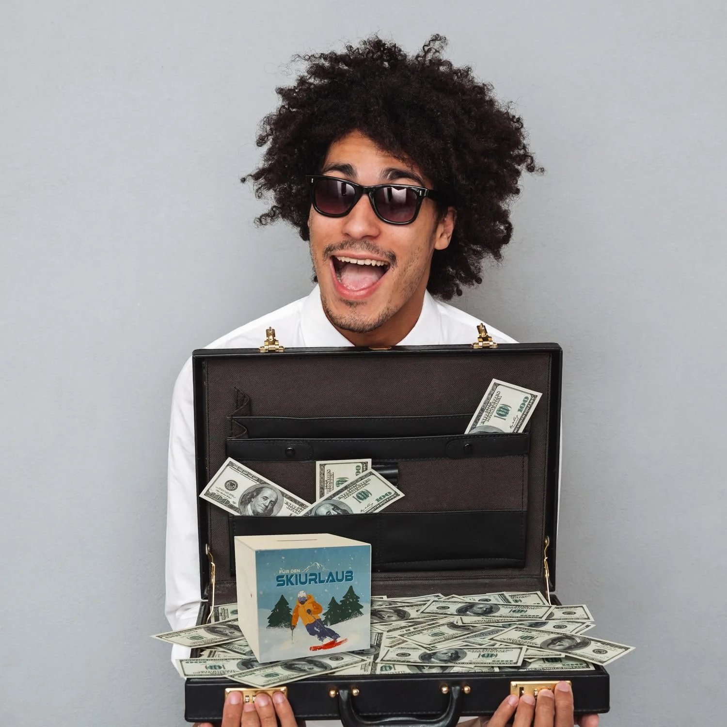 Скарбничка Wooden Лижник для гірськолижного відпочинку Дерев'яна, фото №5