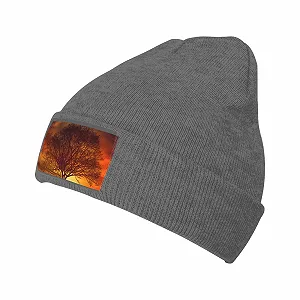 Купить Шапка-бини Женская/Закат Солнца Дерево Теплая Вязаная С отворотом - Фото 1 Шапка-бини Женская/Закат Солнца Дерево Теплая Вязаная С отворотом - Фото 1
