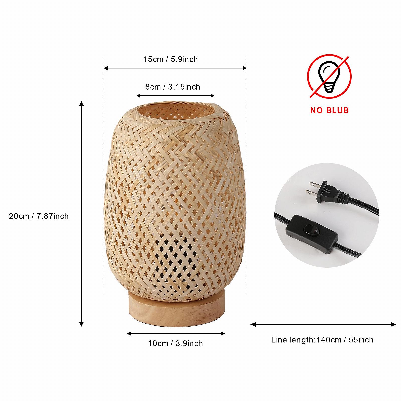 Настільна лампа SUNLLOK Boho Retro з дерев'яною основою ротангова E27, фото №3