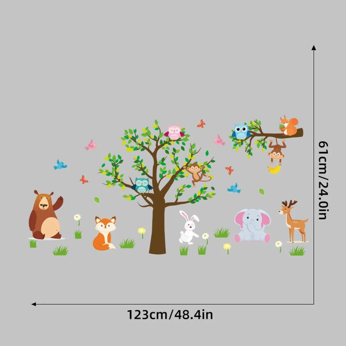 Наклейка на стіну 0207 Джунглі Тварини лісу Слон Мавпа Жираф, фото №4