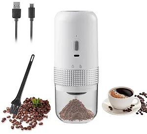 Электрическая кофемолка, Портативная беспроводная кофемолка с керамической мельницей для эспрессо, пуровера и френч-пресса Белая - Фото 1