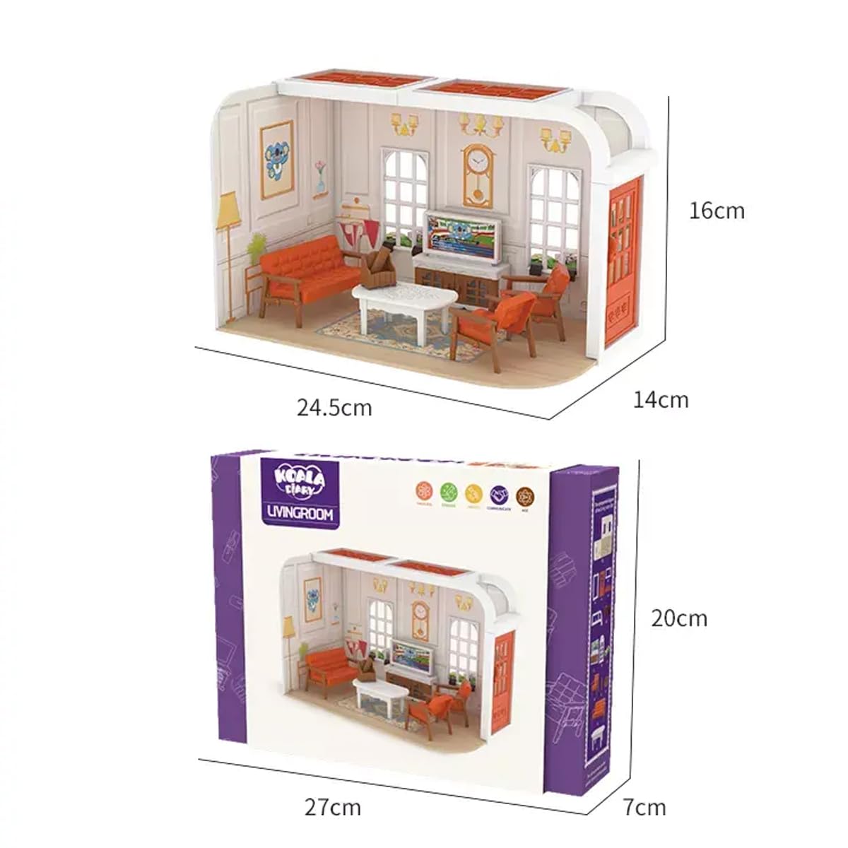 Конструктор Habarri Stomle Кукольный дом 3D модель 24,5 x 14 x 16 см Гостиная, фото №2