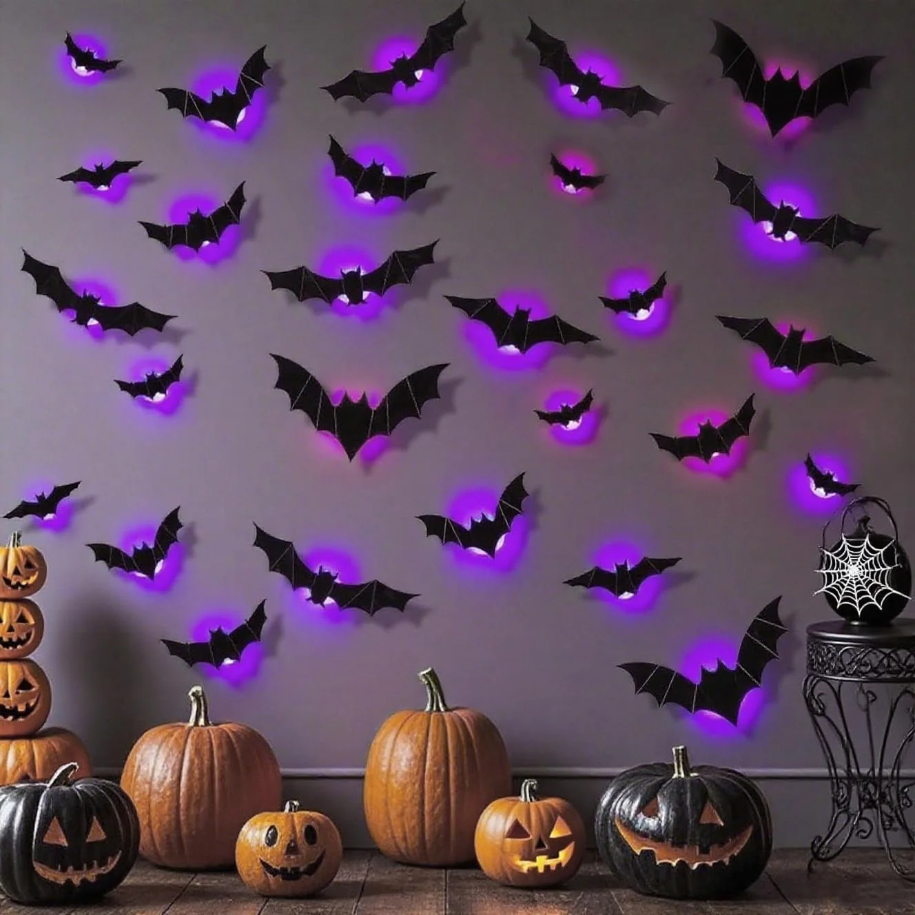 Декоративні наклейки LED Halloween 3D 24 шт. фіолетові, фото №4 Декоративні наклейки LED Halloween 3D 24 шт. фіолетові, фото №4