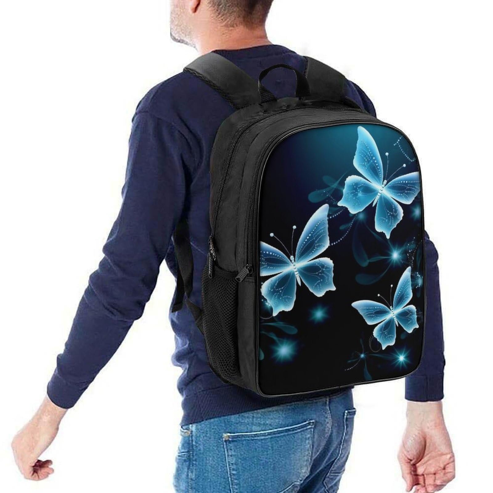 Шкільний рюкзак RSIUUODNF Butterflies для дівчаток та хлопчиків, ергономічний, кампус, для підлітків, 40x28x16 см, фото №5