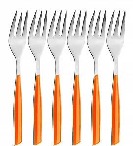 Вилки для торта Bugatti Glamour GLOU-021F17/6, набор 6 шт SAN (стирол-акрилонитриловая смола) / сталь оранжевый - Фото 1