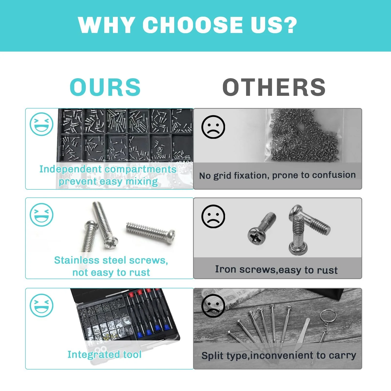 Набір для ремонту окулярів з гвинтами, носоупорами, пінцетом та прецизійними викрутками, фото №5