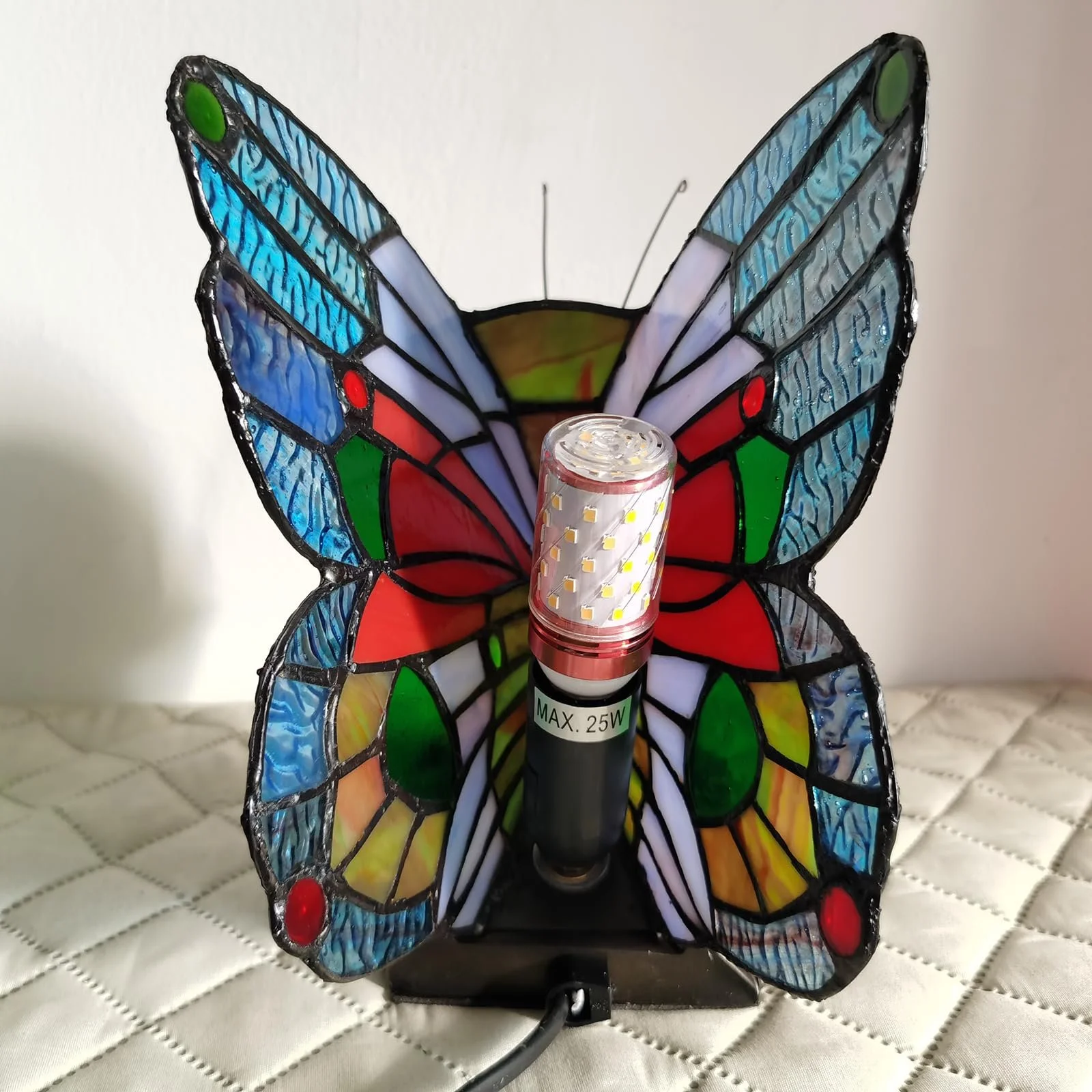 Настільна лампа Tiffany Butterfly Вінтажна Вітражне скло Метелик, фото №4