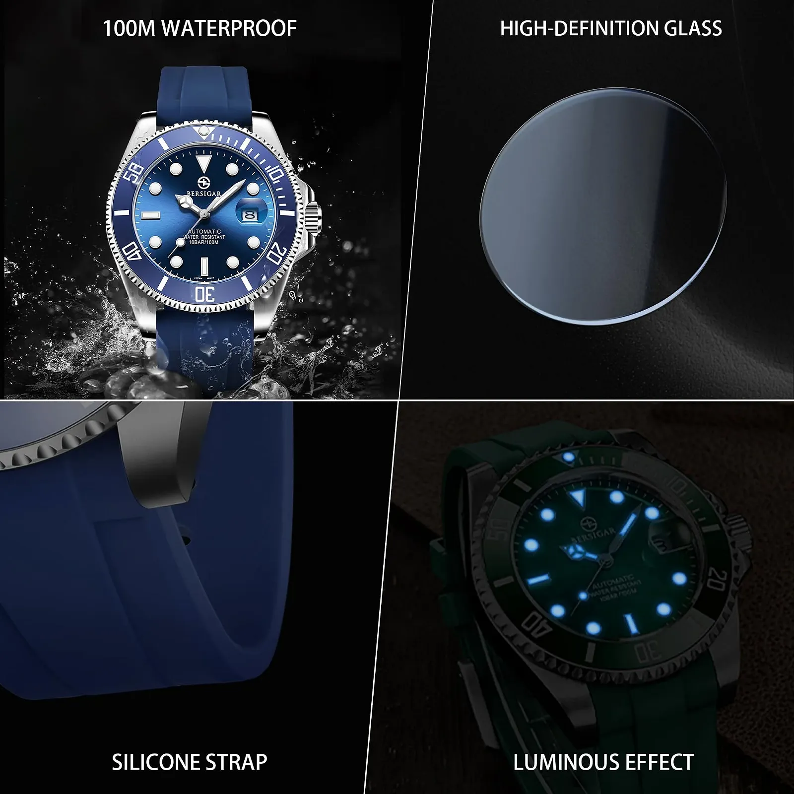 Механические Мужские Часы Автоматические Аналоговые 100 м Водонепроницаемые Мужские Дайвер Сапфировое Стекло Ремешок из Нержавеющей Стали Календарь Металлический Браслет, фото №5 Механические Мужские Часы Автоматические Аналоговые 100 м Водонепроницаемые Мужские Дайвер Сапфировое Стекло Ремешок из Нержавеющей Стали Календарь Металлический Браслет, фото №5