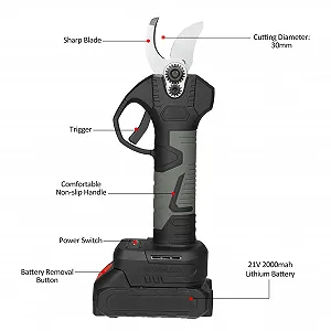Портативні електричні секатори 21V з сумкою для перенесення, акумуляторною літієвою батареєю 2000mAh та зарядним пристроєм, кущоріз, секатори, діаметр різання 30мм synthetic.ua - Фото 1
