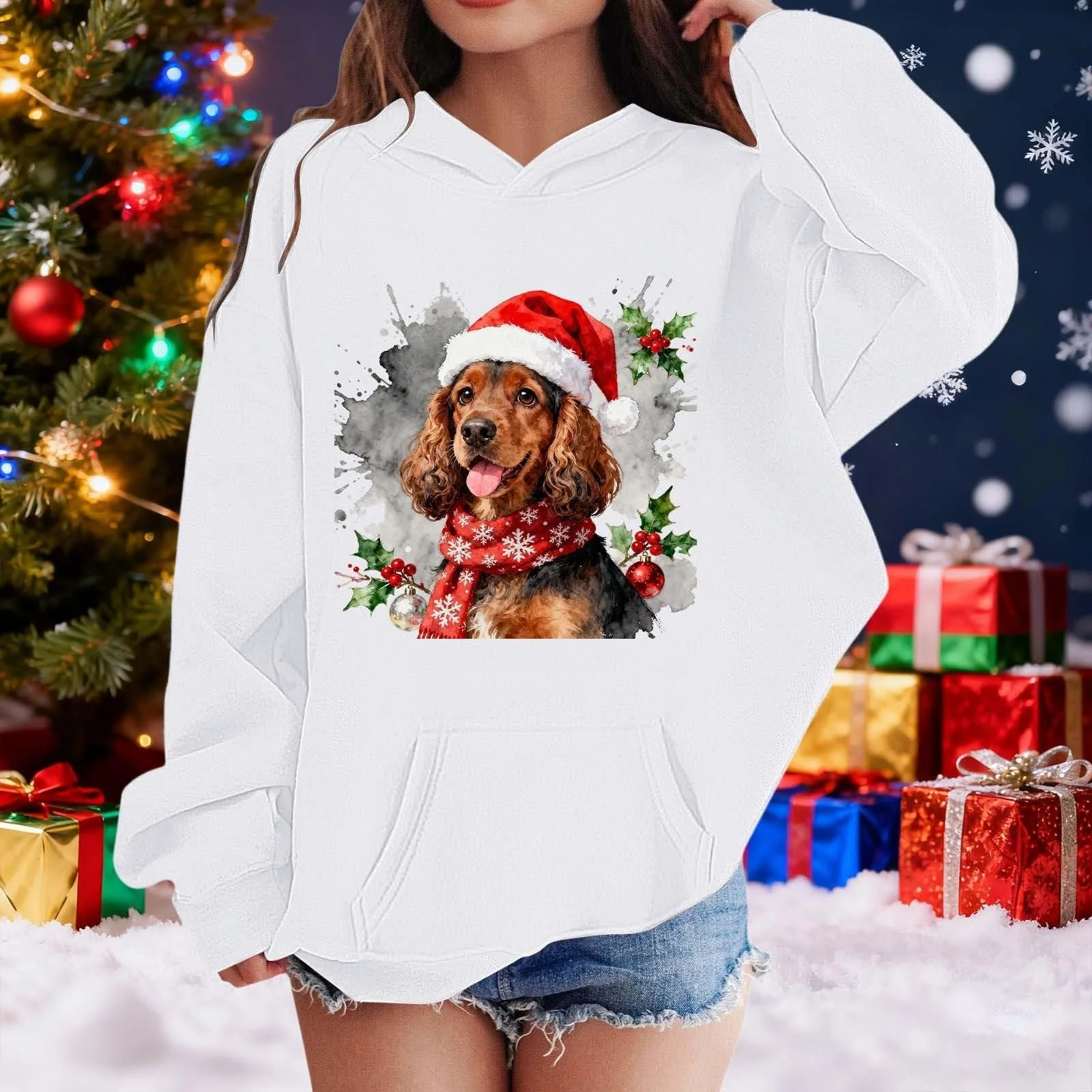 Худи Generisch Рождественский свитер Рождественский пуловер с капюшоном Рождественская тематика, фото №5