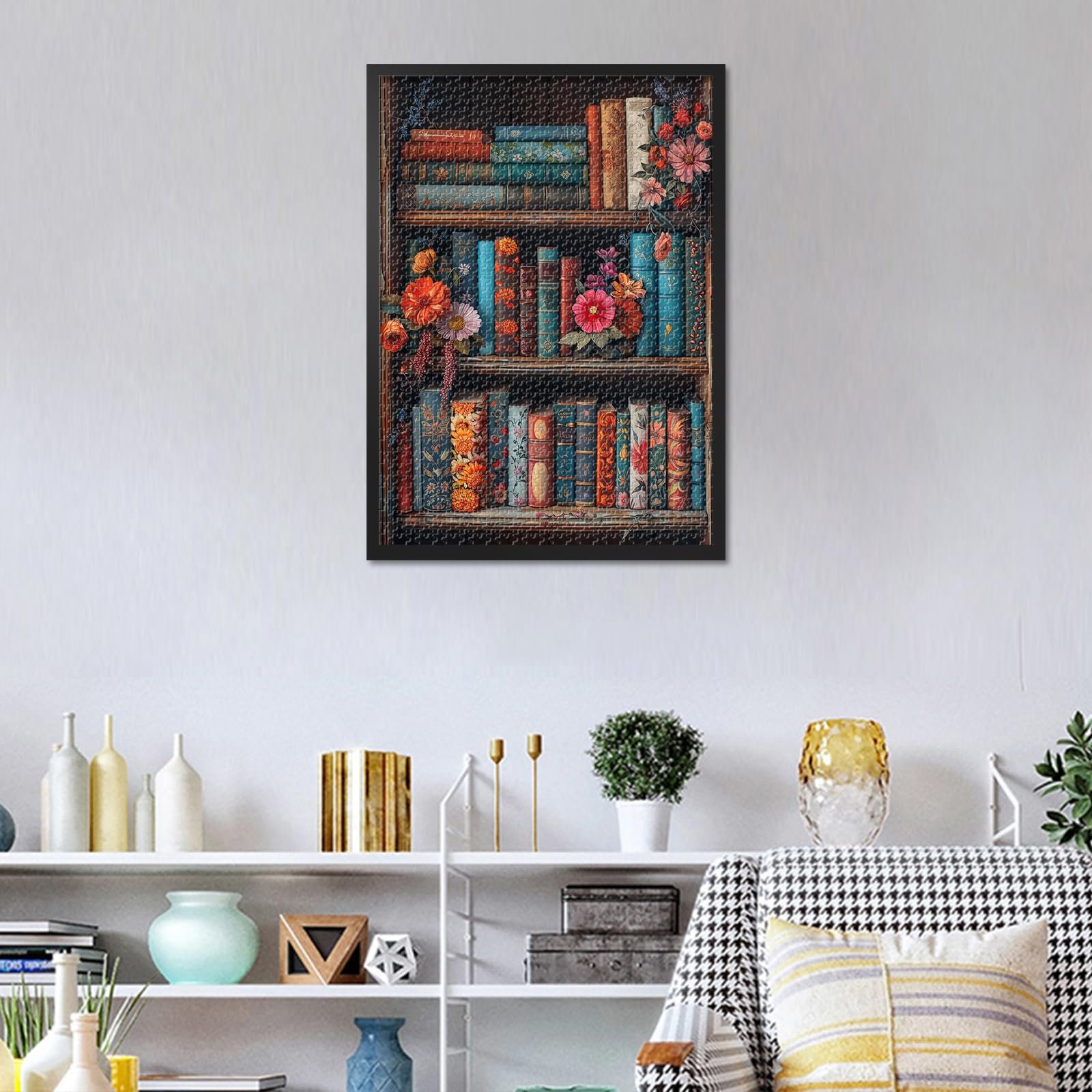 Пазл Vintage Books, 1000 елементів, Книжкова полиця та квіти, 70 x 50 см, фото №6