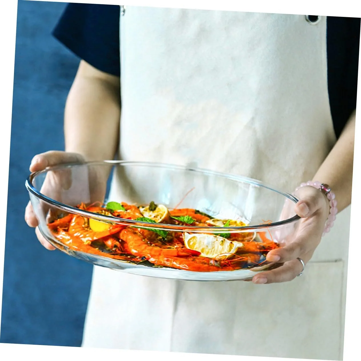 Форма для запікання овальна скляна 2400 мл прозора для мікрохвильової печі та духовки, фото №3