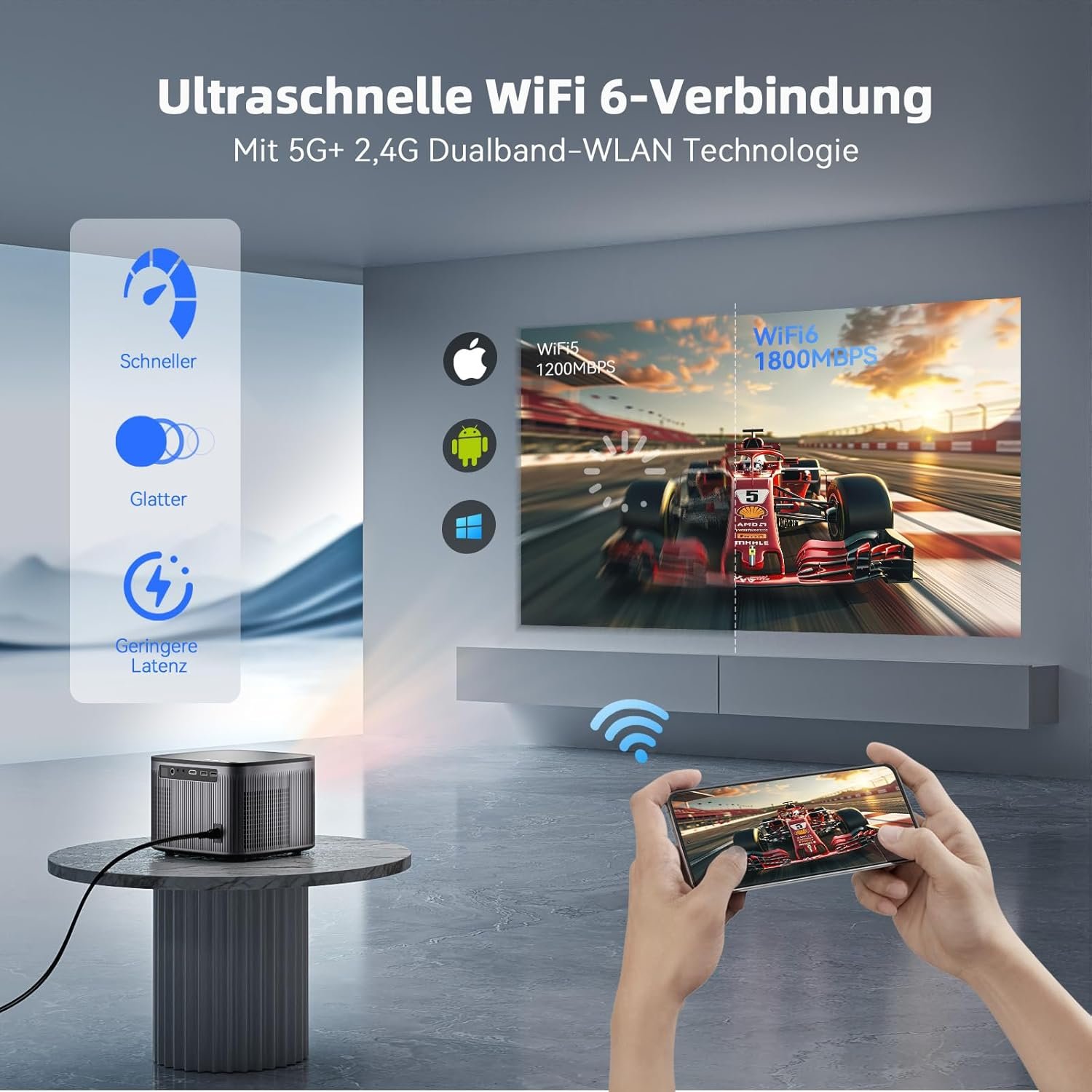 Проектор Zoomcat C26A Full HD Wi-Fi Bluetooth, фото №4