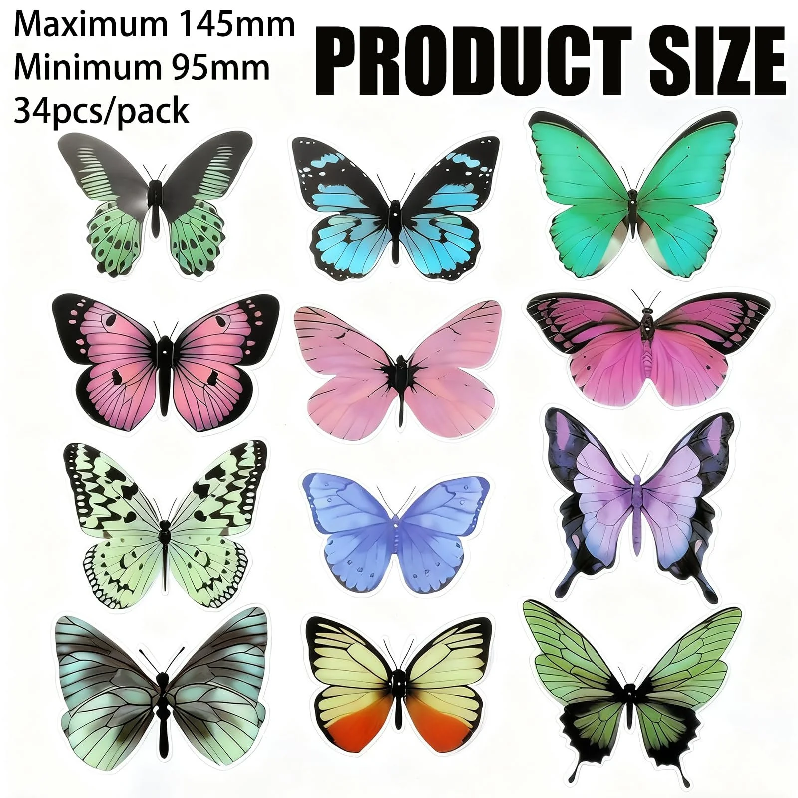 Наклейки для стен 34 шт 3D Бабочки Декор для детской и праздников, фото №4 Наклейки для стен 34 шт 3D Бабочки Декор для детской и праздников, фото №4