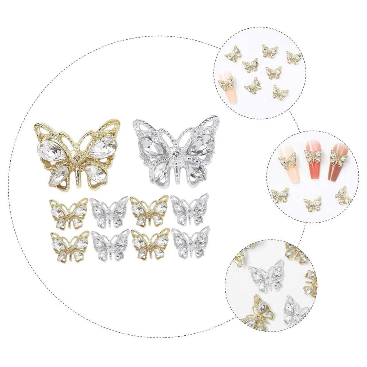 Метелики FOMIYES Стрази для дизайну нігтів Блискучі, фото №3