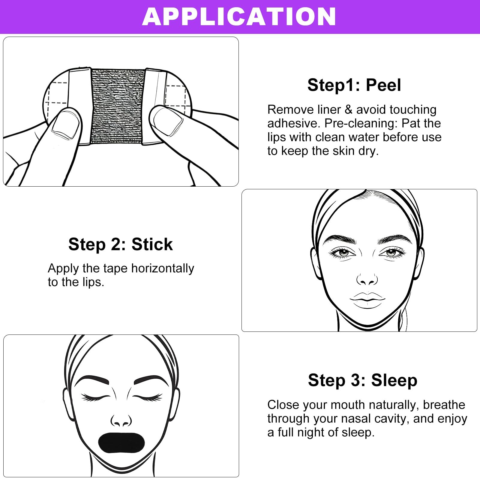 Пластирі для рота для сну Pack of 36 Anti Snoring Mouth Plasters, фото №7