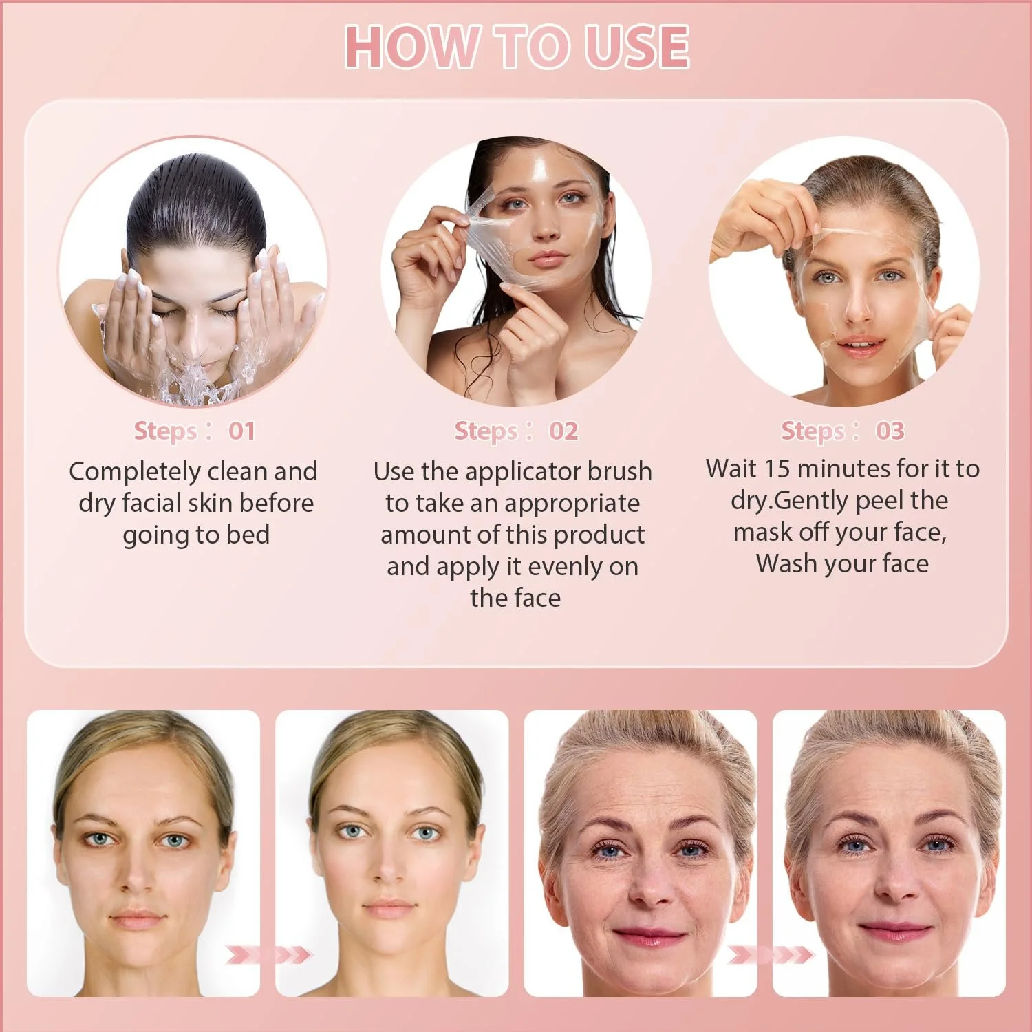 Маска Колагенова, Набір з 2 штук, Органічна маска для обгортання, Маска-плівка для сяючої шкіри, фото №5